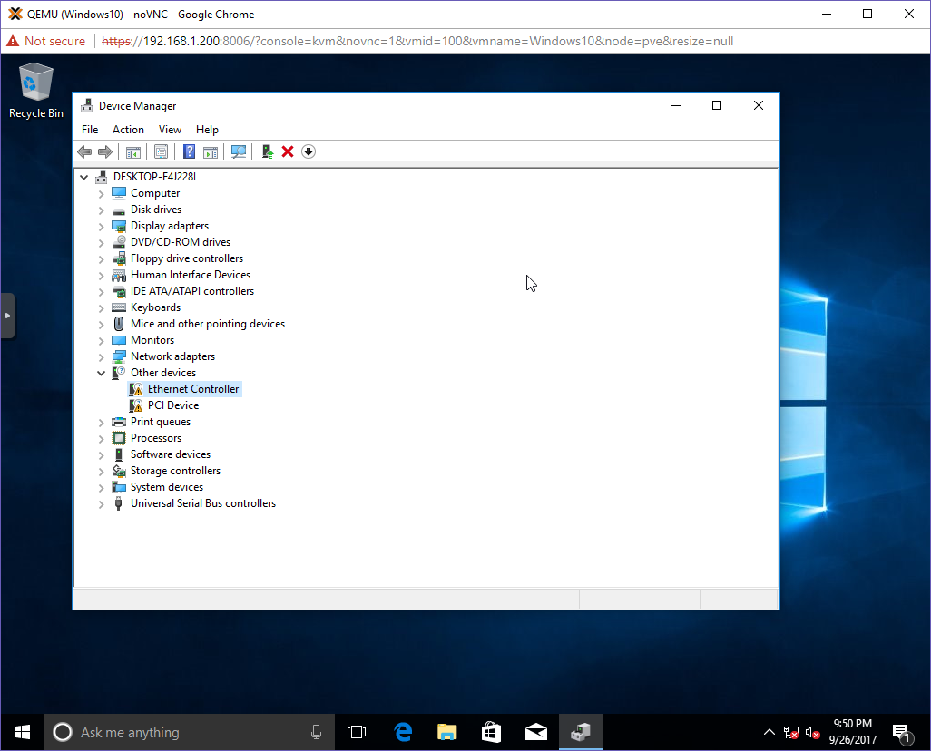 Device Manager with missing drivers